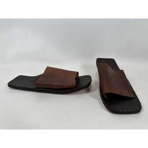 JUTTA NEUMANN Leather Sandals Slides Brown Size D9